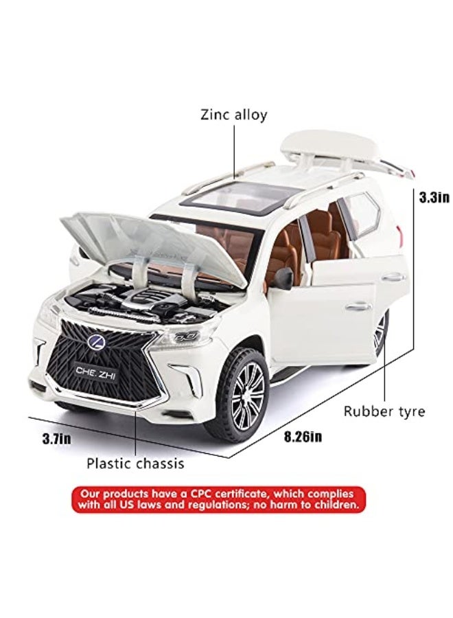 Kids Boy and Girl 1/24 Lexus 570 Off-Road in Luxury SUV Model Car Toy (White) - Image 5